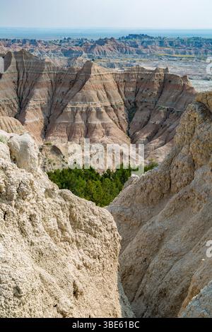 Erosion exposes colorful layers of sedimentary rock in the Badlands ...