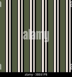 Vertical striped pattern in sage green black and off white Stock Vector