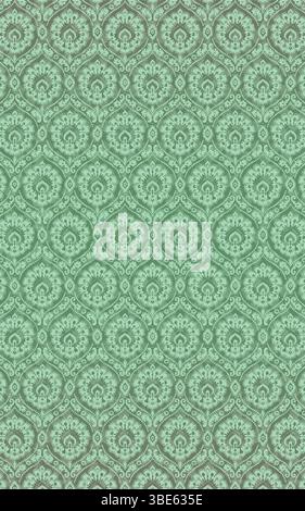 Seafoam green damask pattern seamless texture background Stock Vector