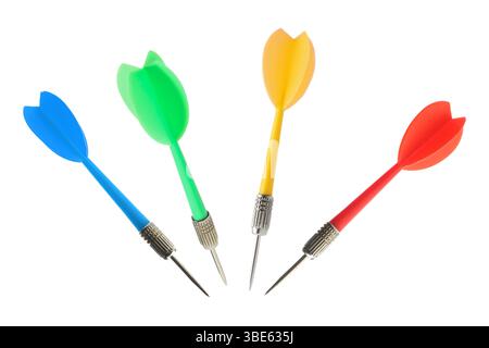 Darts in different colors on white background, set Stock Photo