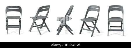 Plastic chair different angle  isolated on white background . Stock Photo