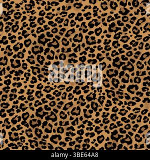 Seamless leopard print pattern brown and black animal print texture background Stock Vector