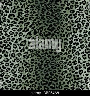 Dark olive green leopard print fabric texture seamless pattern Stock Vector