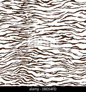 Abstract brown and white wavy lines seamless pattern texture background Stock Vector