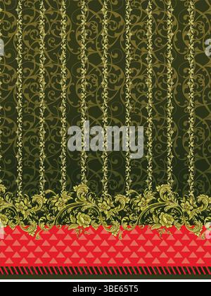 Floral pattern with red triangle base isolated on transparent background Stock Vector