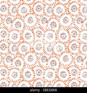 Seamless terracotta and brown sunburst pattern design for fabric or wallpaper Stock Vector