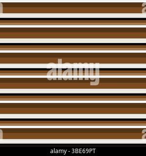 Horizontal brown white and black striped pattern seamless texture design Stock Vector