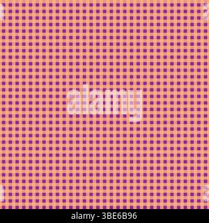 Peach and purple fine gingham check pattern seamless texture background Stock Vector