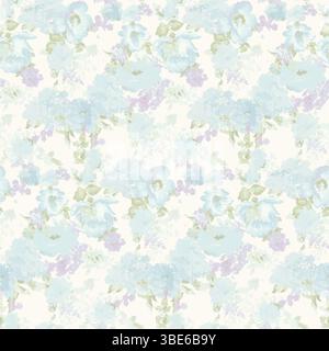 Delicate light blue and lavender floral pattern seamless texture for fabric or wallpaper Stock Vector