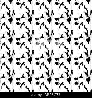Abstract black and white seamless pattern with irregular organic shapes resembling coral or branching structures Stock Vector