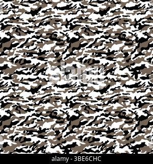 Abstract camouflage pattern in shades of gray white and black seamless repeat Stock Vector