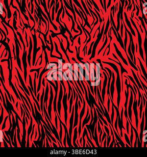 Red and black zebra pattern texture isolated on transparent background Stock Vector