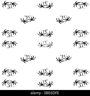 Simple black and white tropical palm tree pattern seamless repeat design Stock Vector
