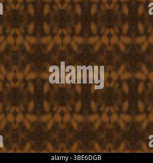 Abstract brown and tan textile pattern with vertical stripes and subtle floral motifs Stock Vector