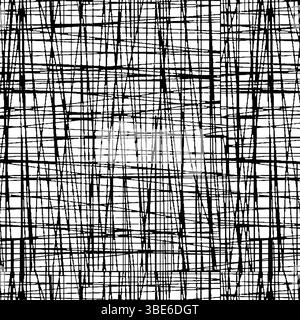 Abstract black and white intersecting lines seamless pattern graphic design Stock Vector