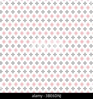 Repetitive geometric pattern with pink and black diamond shapes on white background Stock Vector