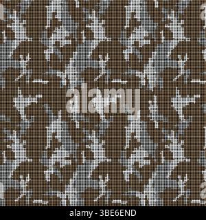 Abstract pixelated camouflage pattern in brown and white shades seamless texture Stock Vector