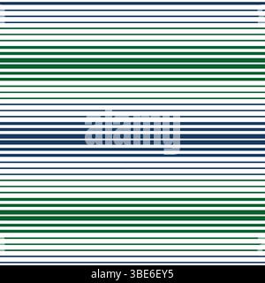 Horizontal stripe pattern in navy blue green and white seamless repeat texture Stock Vector