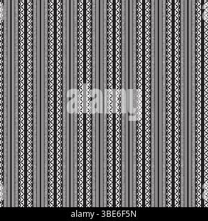 Elegant black and gray vertical striped pattern with intricate geometric designs Stock Vector