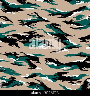 Desert tiger stripe camouflage pattern seamless repeat texture Stock Vector
