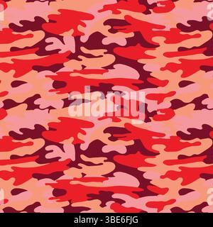 Abstract pink and red camouflage pattern seamless repeat design Stock Vector