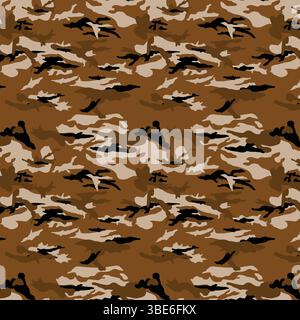 Desert brown camouflage pattern seamless repeat texture for fabric and digital designs Stock Vector