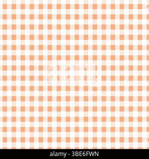 Peach and white gingham pattern seamless texture background Stock Vector