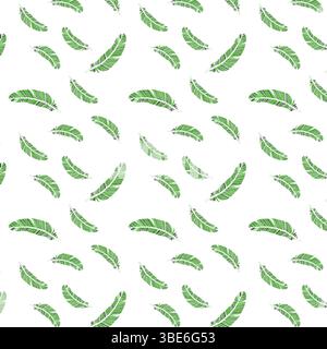 Scattered green banana leaf pattern seamless repeat tropical design Stock Vector
