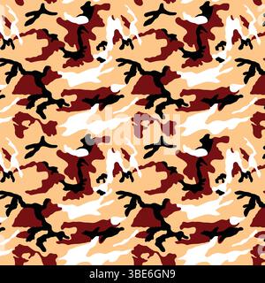 Abstract desert camouflage pattern in peach brown white and black Stock Vector