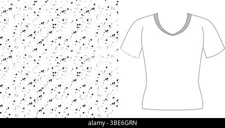T shirt design template with abstract speckled pattern for sublimation printing Stock Vector