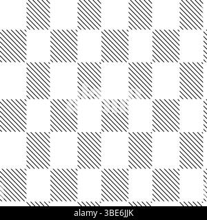Black and white diagonal striped checkered pattern seamless texture Stock Vector