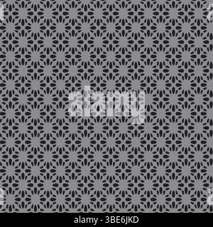 Abstract geometric pattern seamless textile design dark grey and black floral motifs Stock Vector