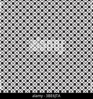 Abstract black and white geometric textile pattern seamless repeat design Stock Vector