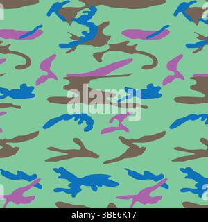 Abstract pastel camouflage pattern seamless repeat design for fabric or wallpaper Stock Vector