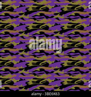 Abstract purple and olive green camouflage pattern seamless repeat texture Stock Vector