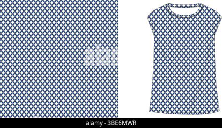 Black and white speckled pattern on a womens t shirt design mockup Stock Vector