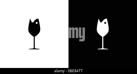 Design of a unique and fun fish and glass logo combination Stock Vector