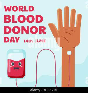 world blood donor day illustration in flat style design Stock Vector