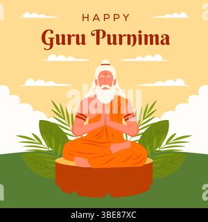 illustration to celebrate guru purnima in flat design Stock Vector