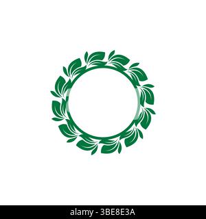 Green Leaves Round Frame Vector Stock Vector