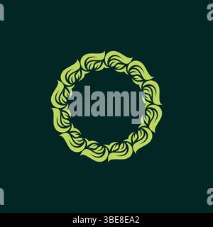 Green Leaves Round Frame Vector. Circle Leaf Logo Stock Vector