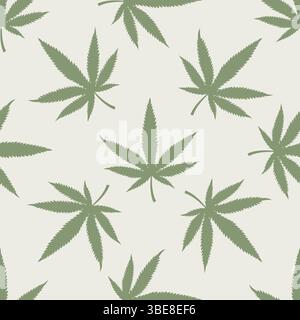 Cannabis seamless pattern. Marijuana leaves hemp background. Vector Stock Vector