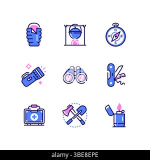 Camping - modern line design style icons set Stock Vector