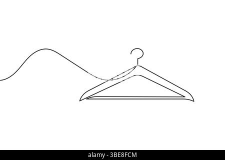 Clothes hangers continuous line drawing isolated on white background Stock Vector