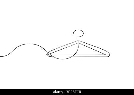 Clothes hangers continuous line drawing isolated on white background Stock Vector