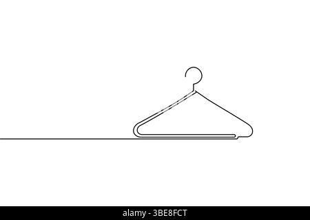 Clothes hangers continuous line drawing isolated on white background Stock Vector