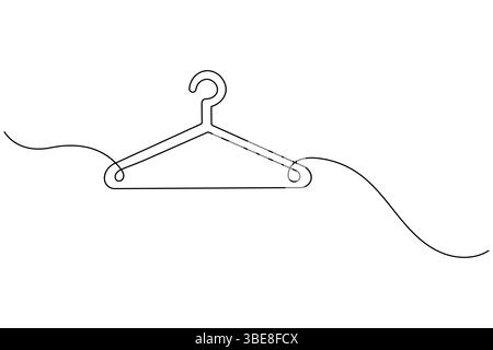 Clothes hangers continuous line drawing isolated on white background Stock Vector