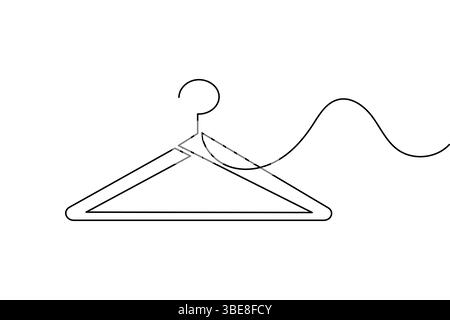 Clothes hangers continuous line drawing isolated on white background Stock Vector