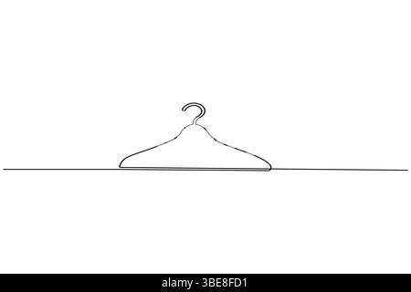 Clothes hangers continuous line drawing isolated on white background Stock Vector