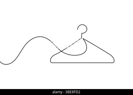 Clothes hangers continuous line drawing isolated on white background Stock Vector